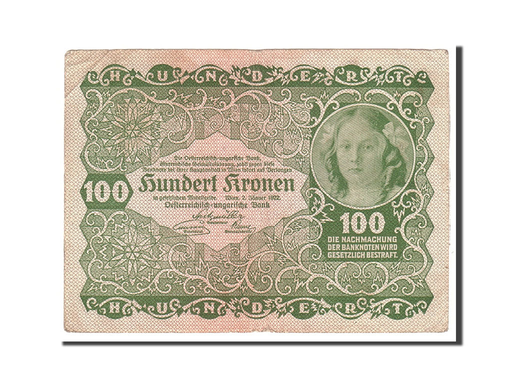 Banknote, Austria, 100 Kronen, 1922, 1922-01-02, KM:77, EF(40-45)
