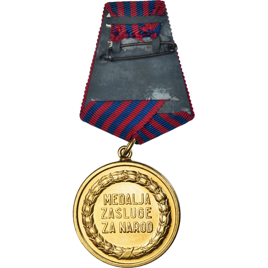 Jugoslávia, Mérite du Peuple, medalha, undated (1945), Barrette Dixmude, Não