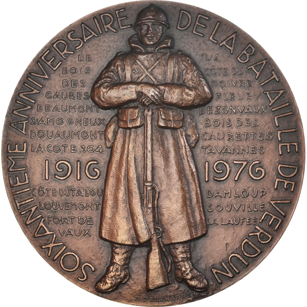 France, Medal, 60ème Anniversaire de la Bataille de Verdun, WAR, 1976
