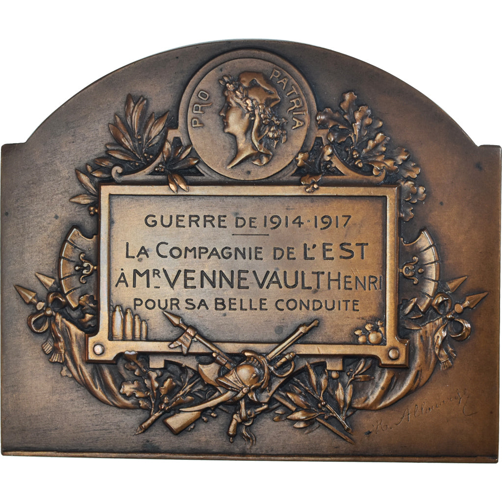 France, Medal, La Compagnie de l'Est, WAR, 1914-1917, Allouard, MS(60-62)
