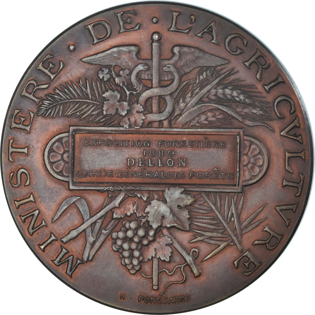 France, Medal, Administration des Forêts, Exposition, 1889, Ponscarme