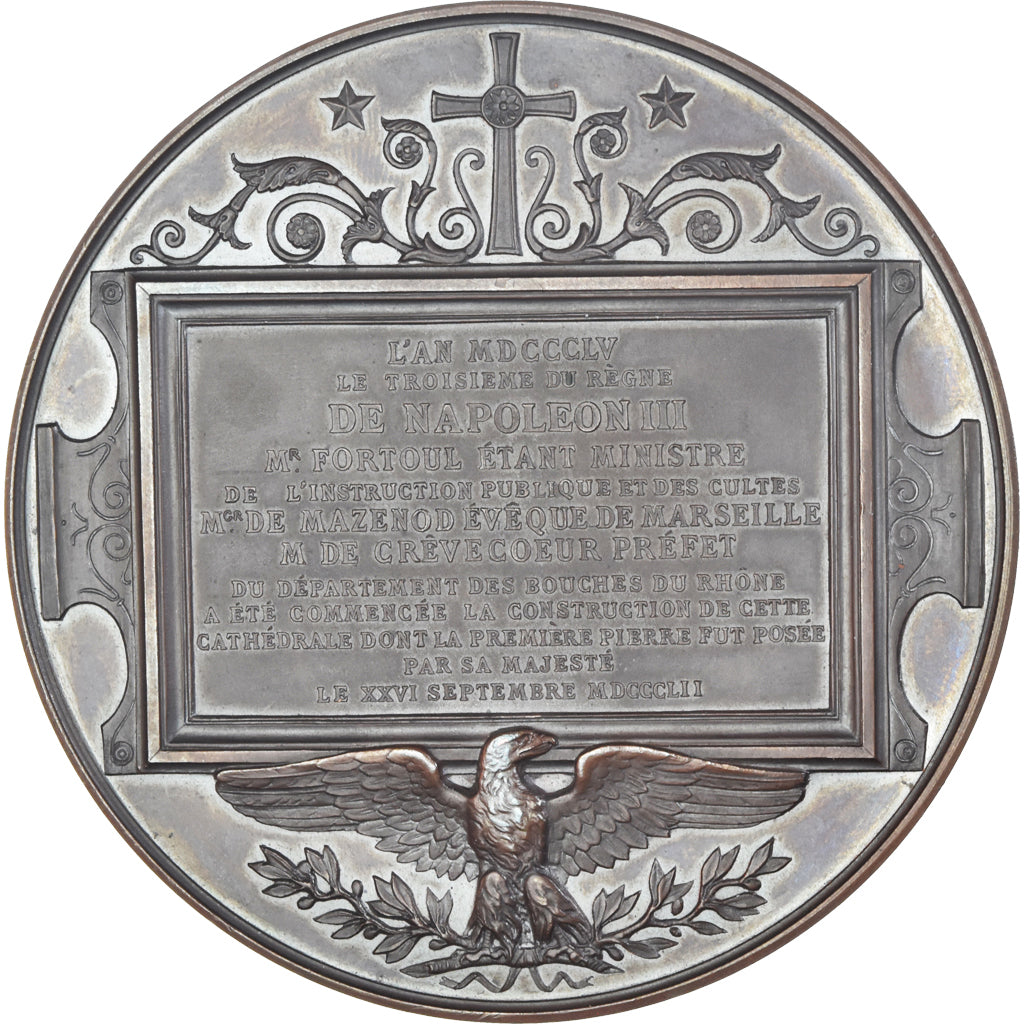 França, medalha, Napoléon III, Cathédrale de Marseille, História, 1855