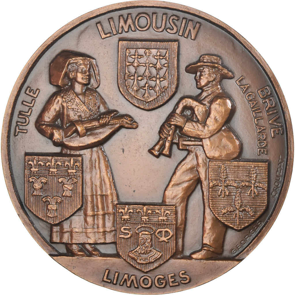 France, Medal, Danse, Bourrée Limousine, Régionalisme, 1983, Crouzat, MS(64)