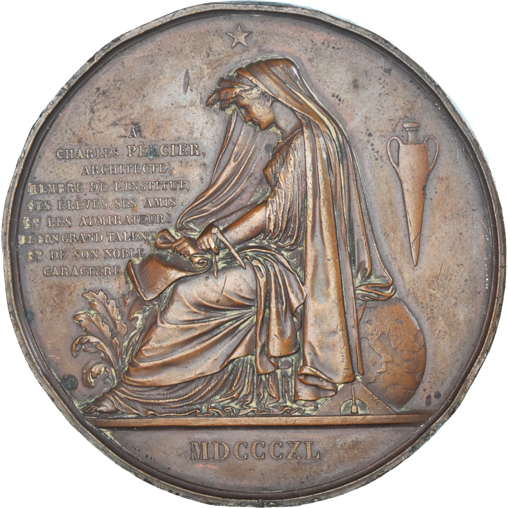 France, Medal, Architecture, Charles Percier, Arts & Culture, 1840, Domard