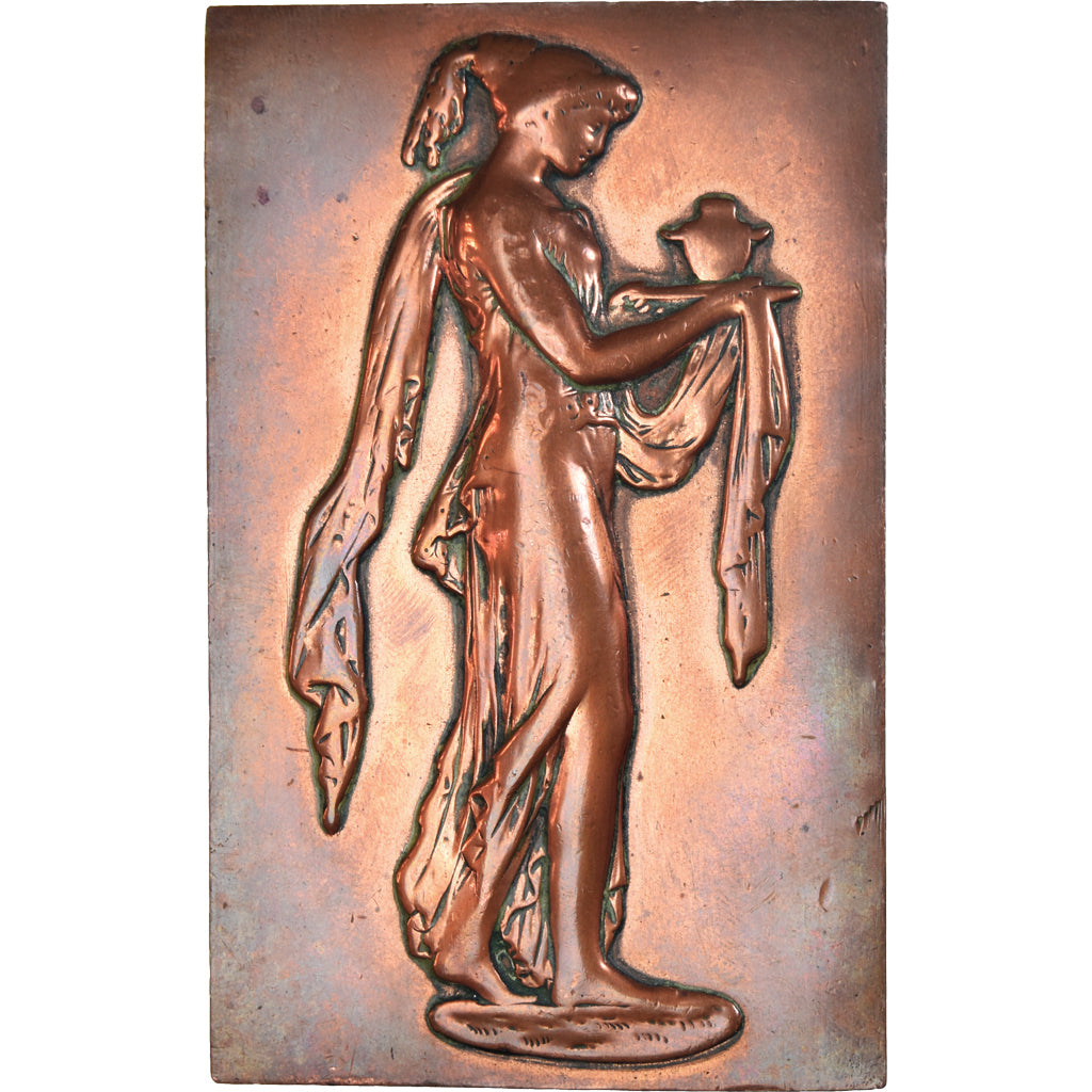 France, Medal, Femme Drapée, Uniface, Art nouveau, EF(40-45), Bronze