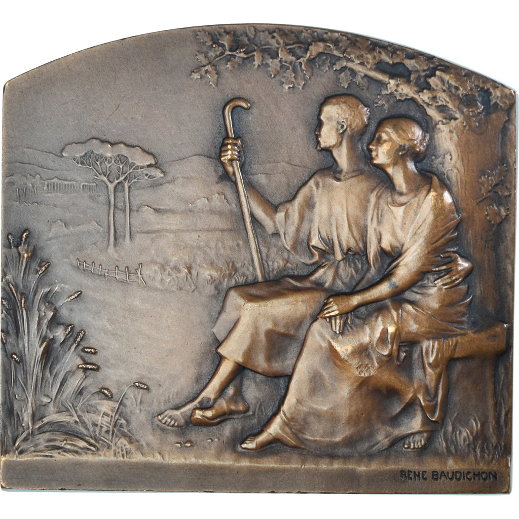 France, Medal, Amour et Mariage, Souvenir, 1904, Baudichon, MS(63), Bronze