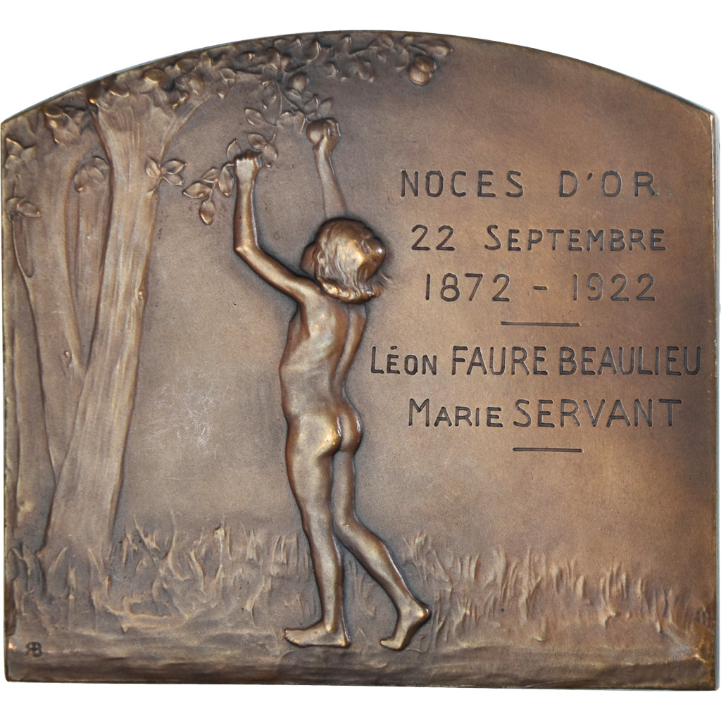 França, medalha, Mariage, Noces d'or, 1922, Baudichon, MS(63), Bronze