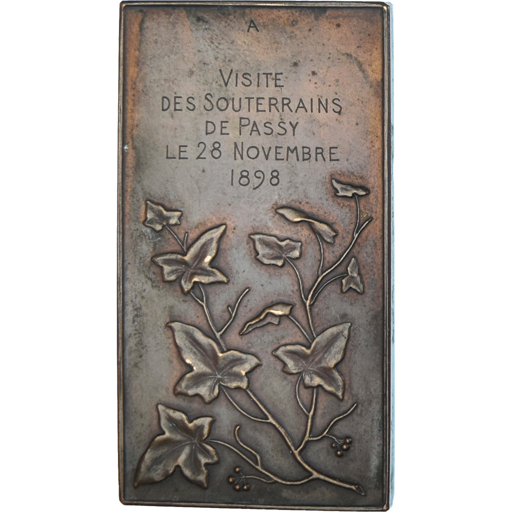 França, medalha, Visite des Souterrains de Passy, Femme Nue, 1898, Mouchon