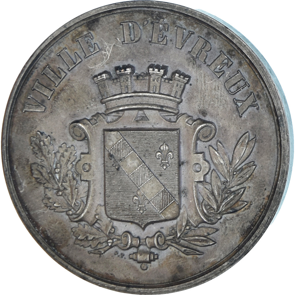 France, Medal, Construction de l'Hôtel de Ville d'Evreux, 1891, AU(50-53)