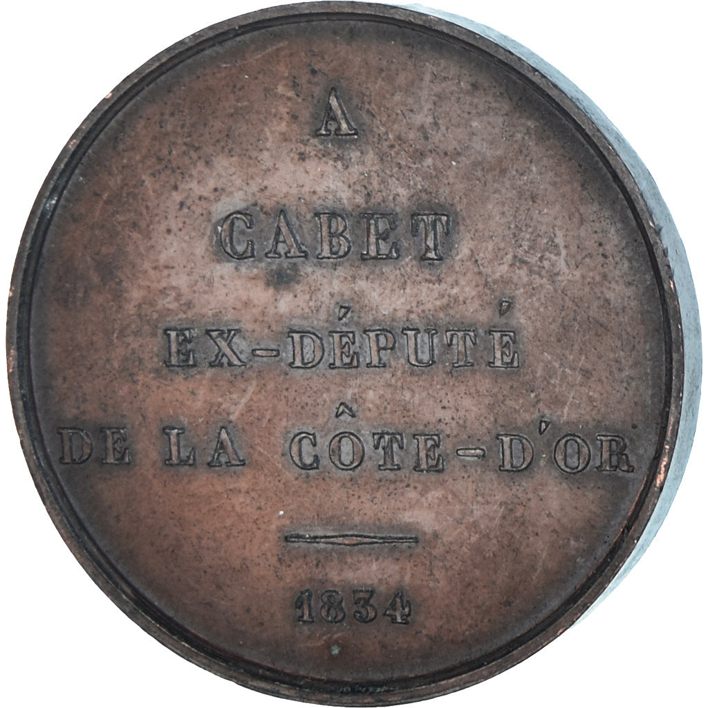 France, Medal, Etienne Cabet, Ex-Député de la Côte d'Or, History, 1834