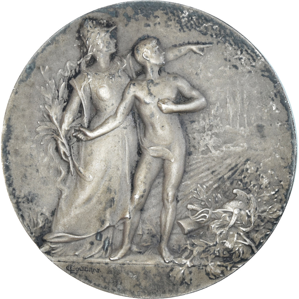 France, Medal, Préparation Militaire, Tir, Coudray, Art nouveau, AU(50-53)