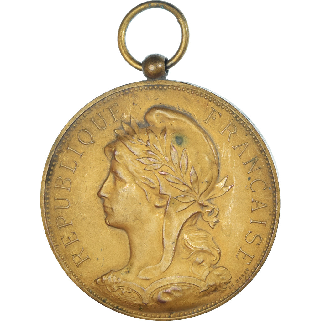 Francia, medalla, Marianne, République Française, Marey, BC+, Bronce dorado