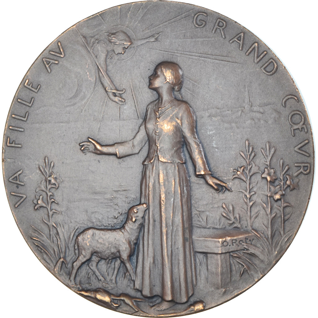 France, Medal, Jeanne d'Arc, History, O.Roty, AU(55-58), Bronze