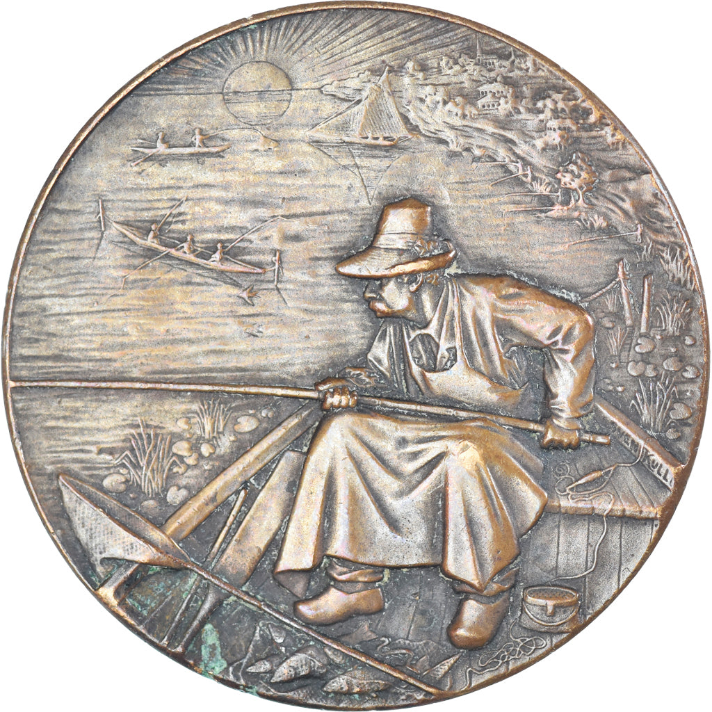 France, Médaille, Pêche, Ville d'Harfleur, Sven kulle, TTB+, Bronze