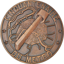 Francia, medalla, Ville de Paris, Cinquantenaire du métro, Railway, 1950
