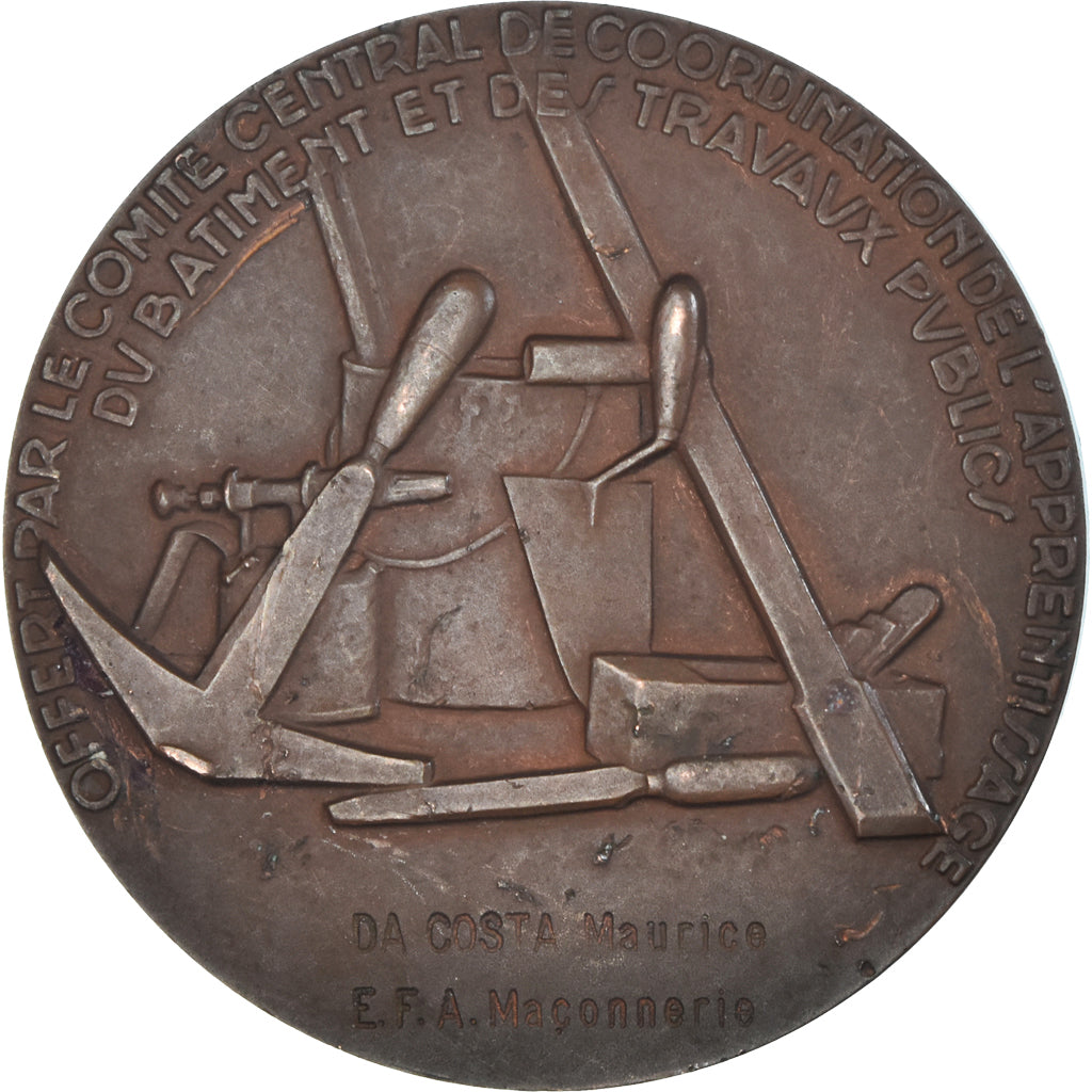 France, Medal, Apprentissage du Batiment et des Travaux Publics, AU(50-53)
