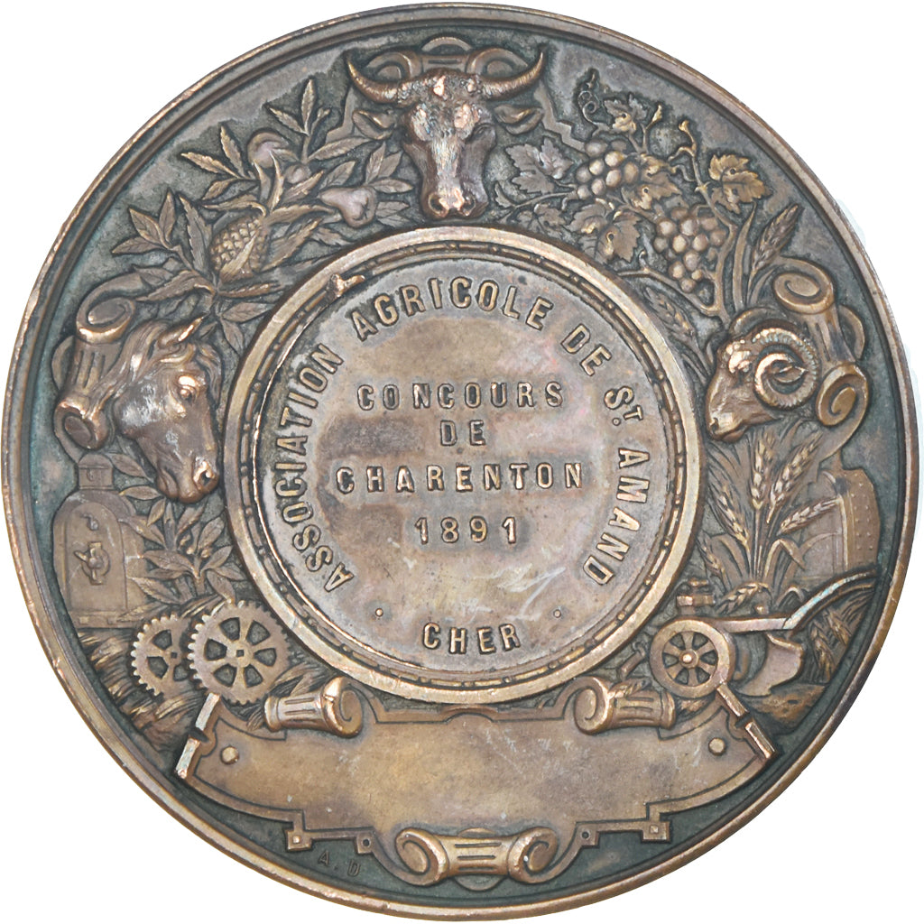 France, Medal, Association Agricole de Sant-Amand, Cher, Agriculture, 1891