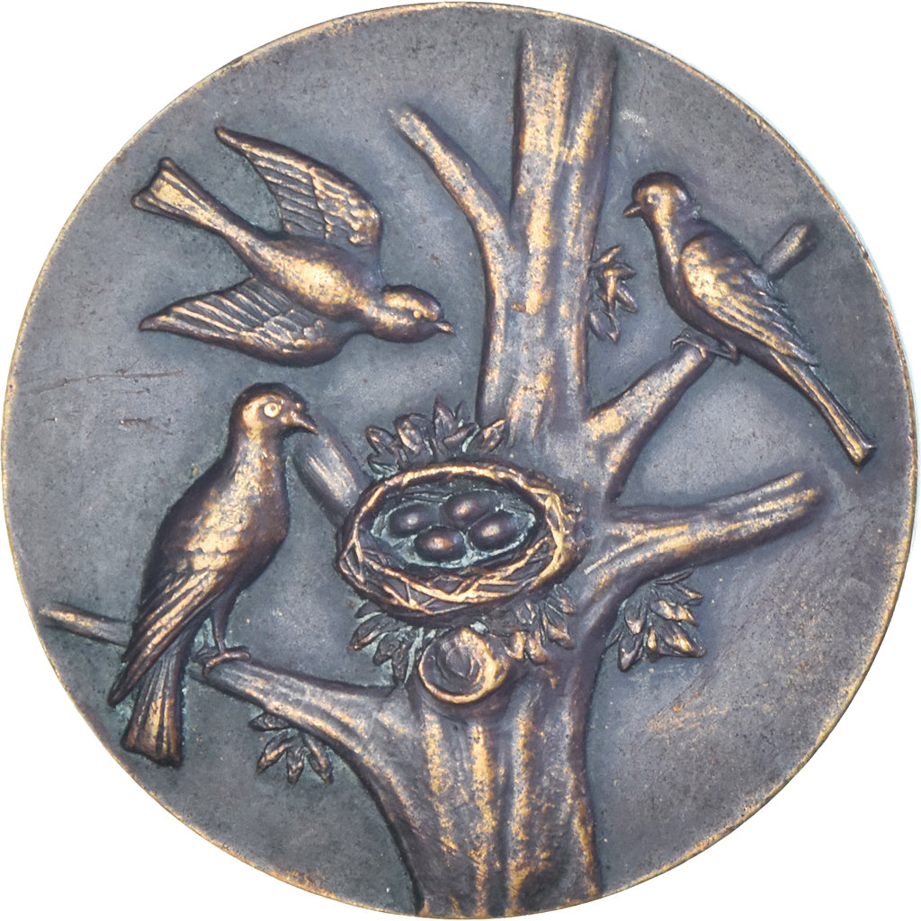France, Medal, Oiseaux, Nid, Animalière, Mattei, EF(40-45), Bronze