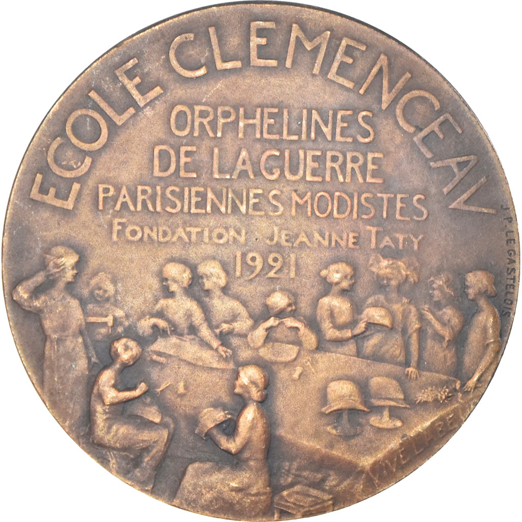 Francja, medal, Ecole Clémenceau, Orphelines de la Guerre, 1921, Legastelois