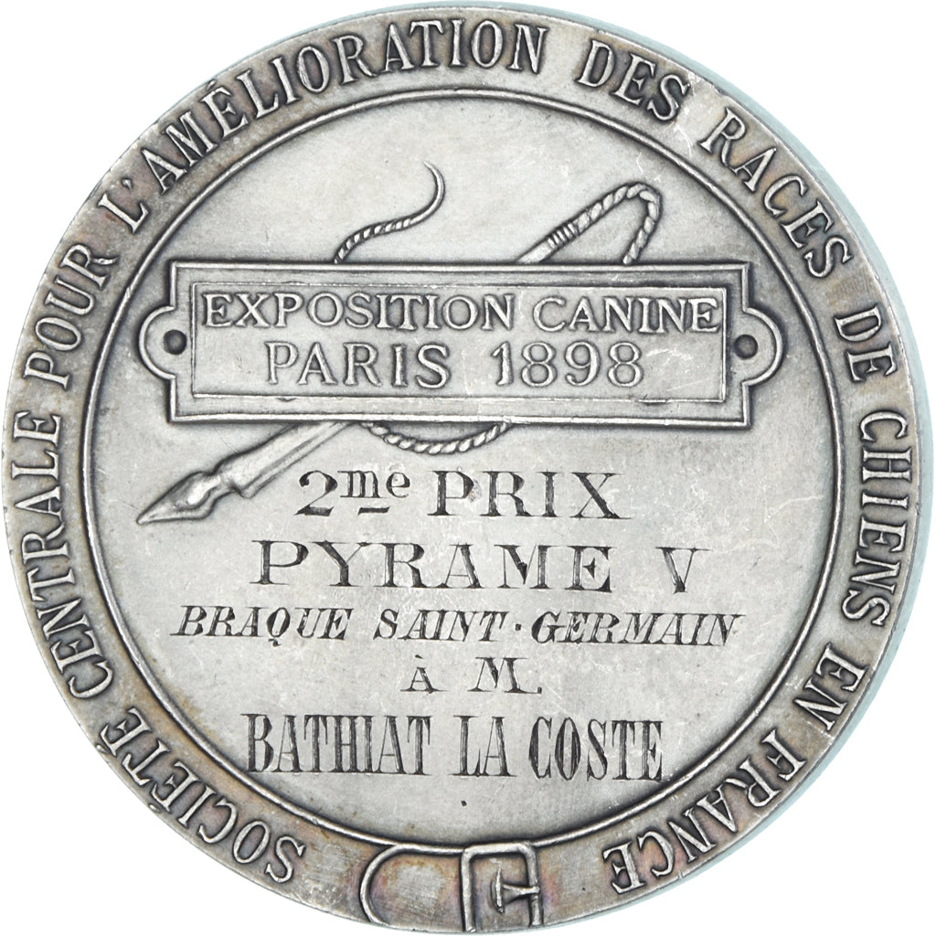 France, Médaille, Exposition Canine, Paris, Animalière, 1898, Rivet, SUP