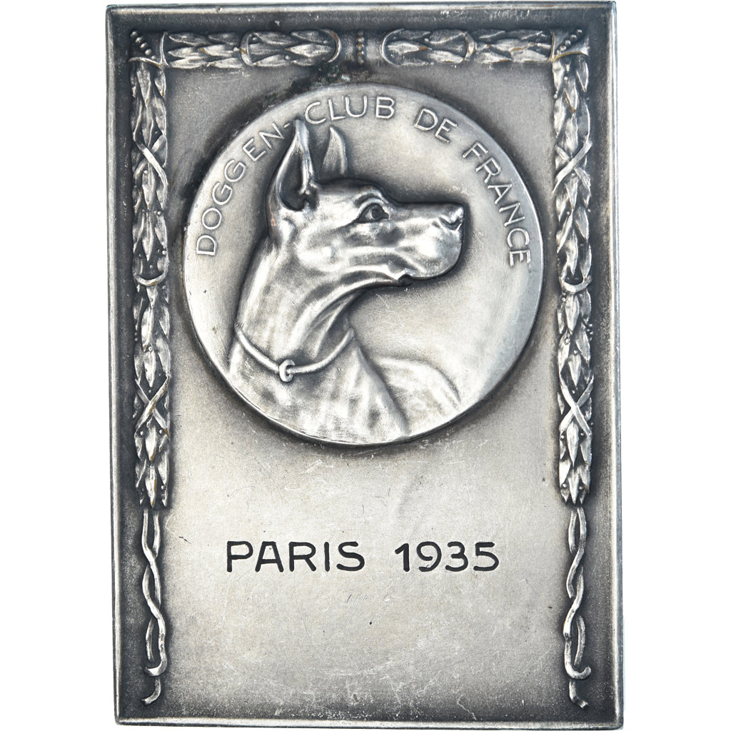 France, Médaille, Chiens, Doggen Club de France, 1935, SUP, Bronze argenté