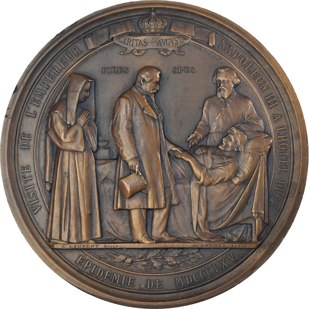 France, Médaille, Napoléon III à l'Hôtel-Dieu, Epidémie de Choléra