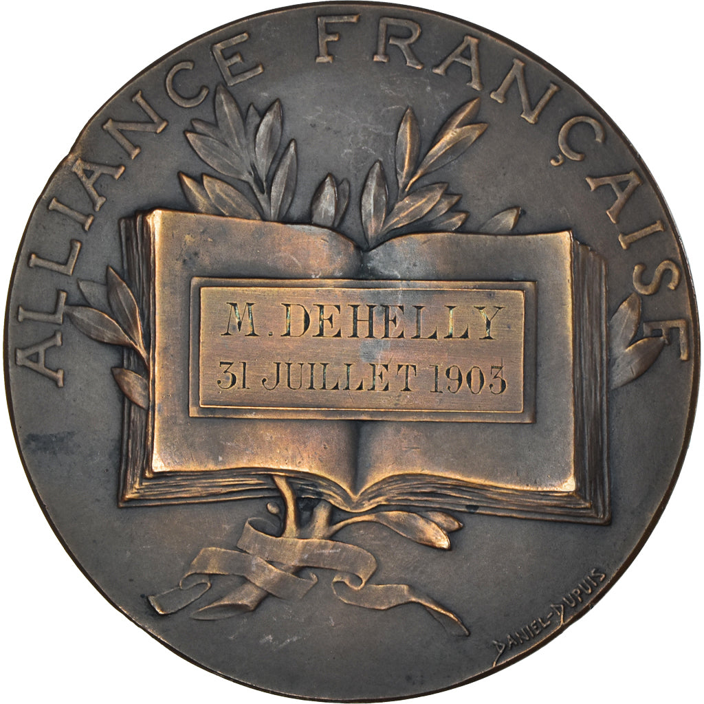 France, Medal, Alliance Française, 1903, Dupuis.D, Art nouveau, AU(50-53)