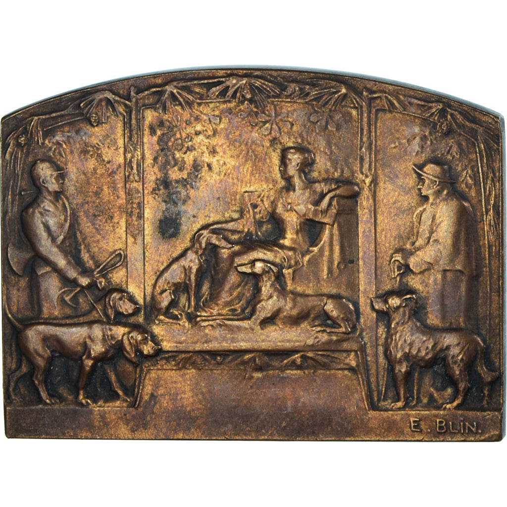France, Medal, Scène de Chasse, Blin, Chiens, AU(50-53), Bronze