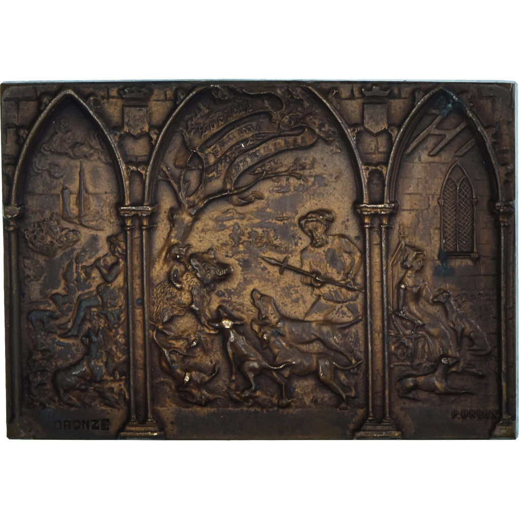 France, Medal, Exposition Canine, Scène de Chasse, 1913, Dreux, Chiens