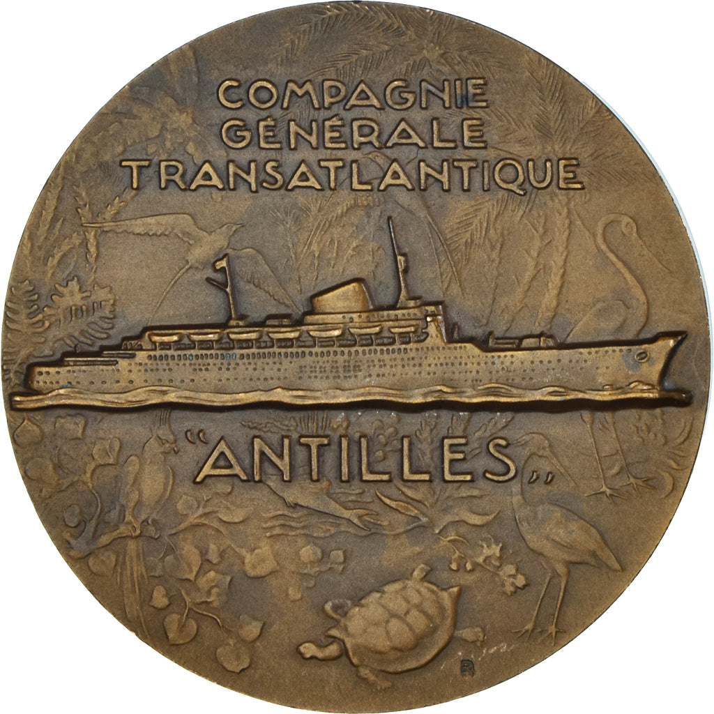 France, Medal, Compagnie Générale Transatlantique, Antilles, Shipping, Undated