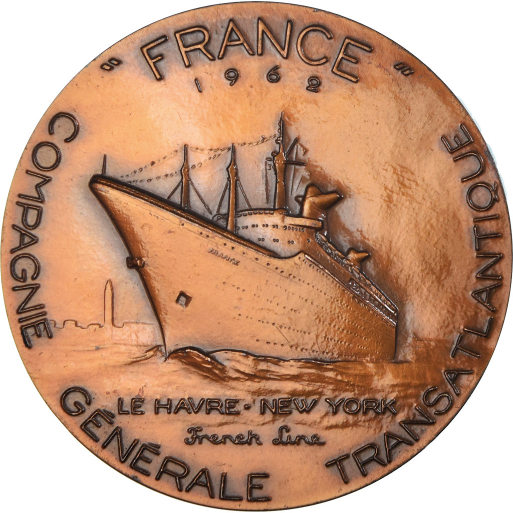 France, Medal, Compagnie Générale Transatlantique, France, Shipping, 1962
