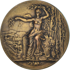 France, Médaille, Femme nue Assise, Art Nouveau, Massoulle, SUP, Bronze