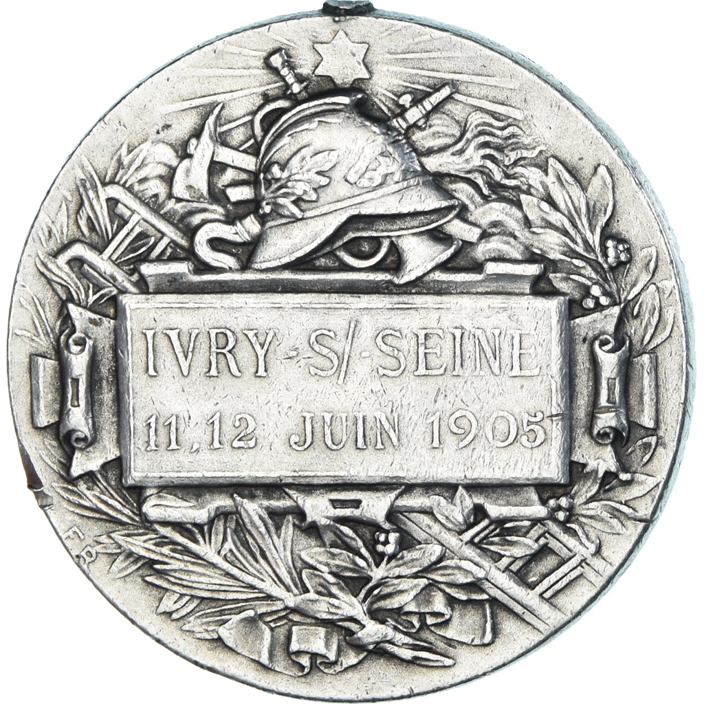Frankreich, Medaille, Les Sapeurs Pompiers d'Ivry-sur-Seine, 1905, SS+, Silber