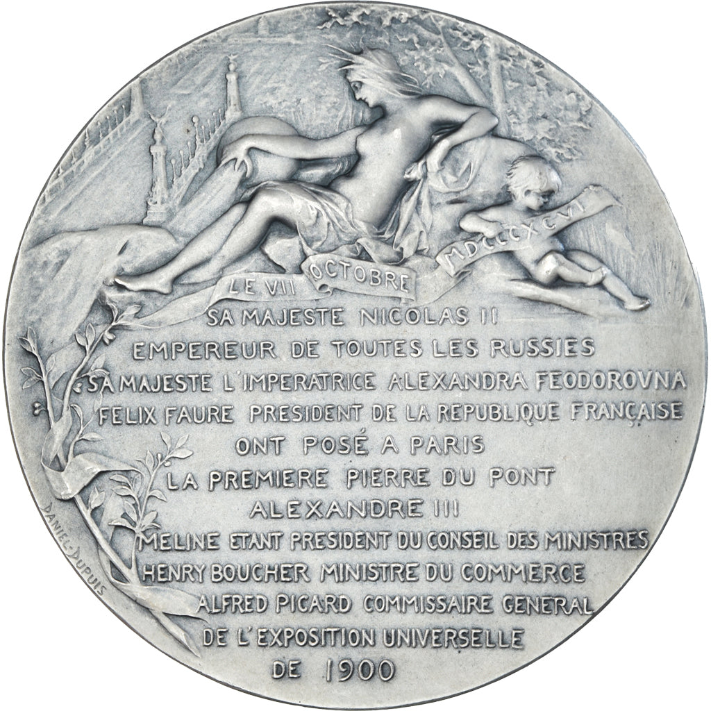 France, Medal, Nicolas II, Pose de la Première Pierre du Pont Alexandre III