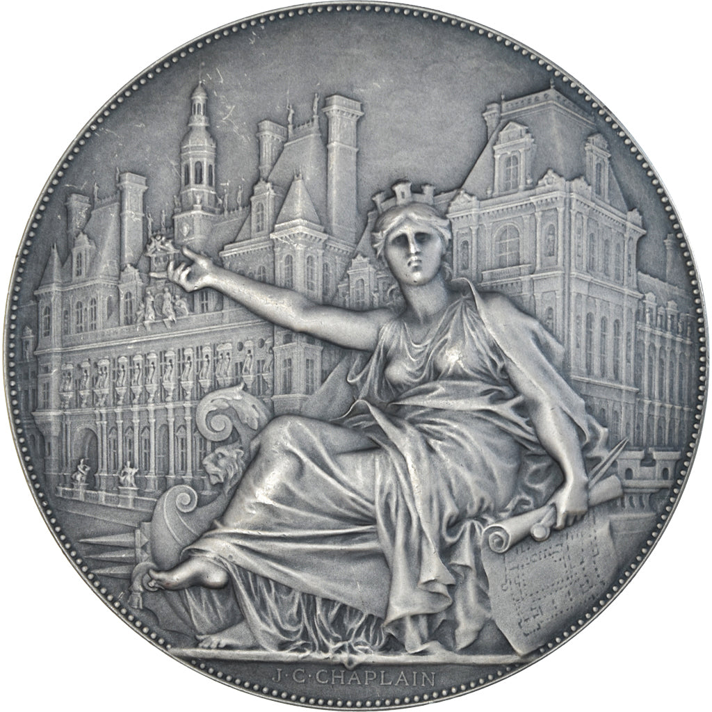 France, Medal, Réédification de l'Hôtel de Ville de Paris, Architecture