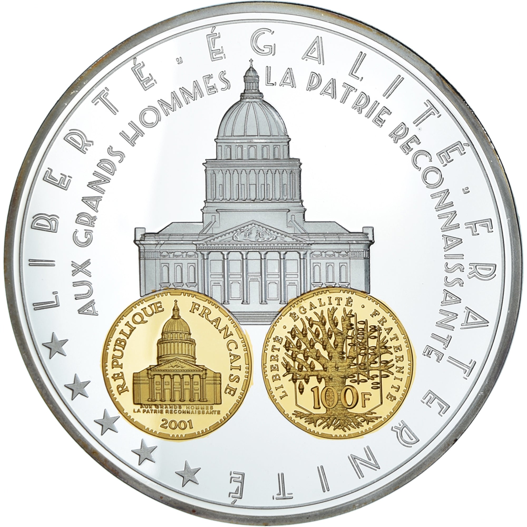 France, Medal, 10 Ans d'Adieu au Franc, Aux Grands Hommes, Politics, MS(65-70)