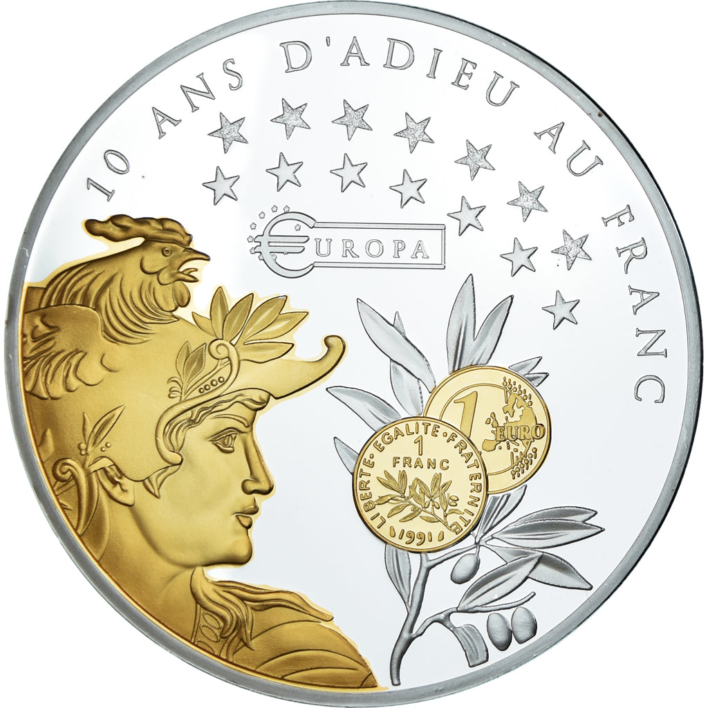 France, Medal, 10 Ans d'Adieu au Franc, Aux Grands Hommes, Politics, MS(65-70)