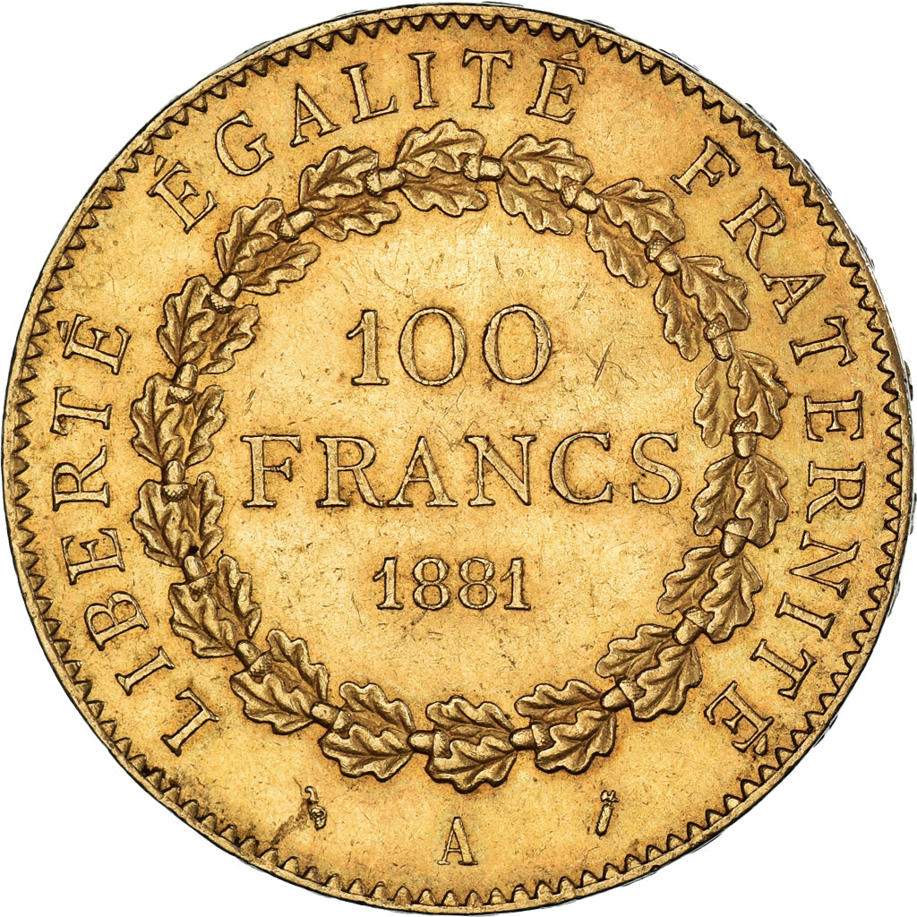 Moneta, Francja, Génie, 100 Francs, 1881, Paris, AU(50-53), Złoto, KM:832