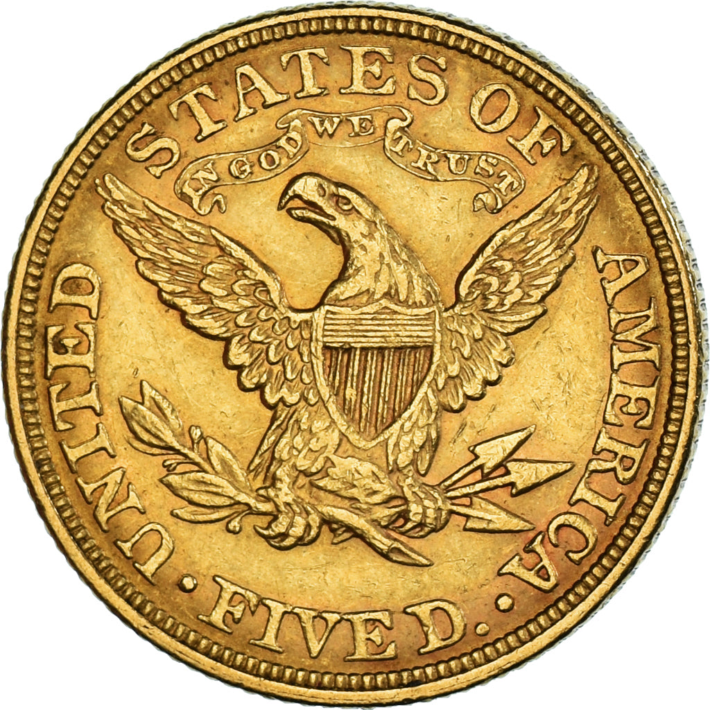 Coin, United States, Coronet Head, $5, Half Eagle, 1880, Philadelphia