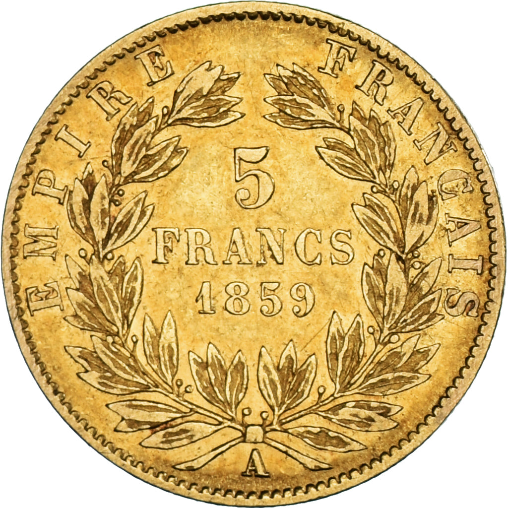 Coin, France, Napoleon III, 5 Francs, 1859, Paris, EF(40-45), Gold, KM:787.1