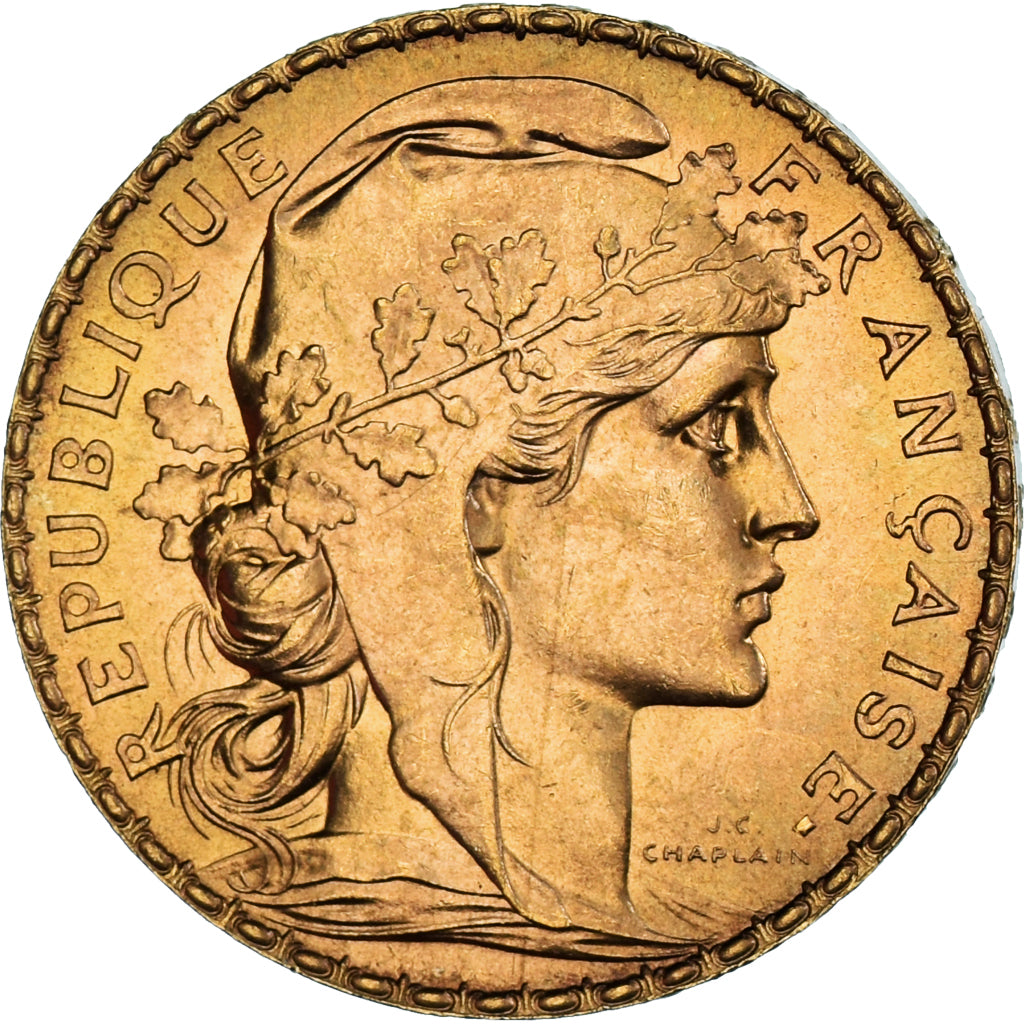 Münze, Frankreich, Marianne, 20 Francs, 1912, UNZ+, Gold, KM:857