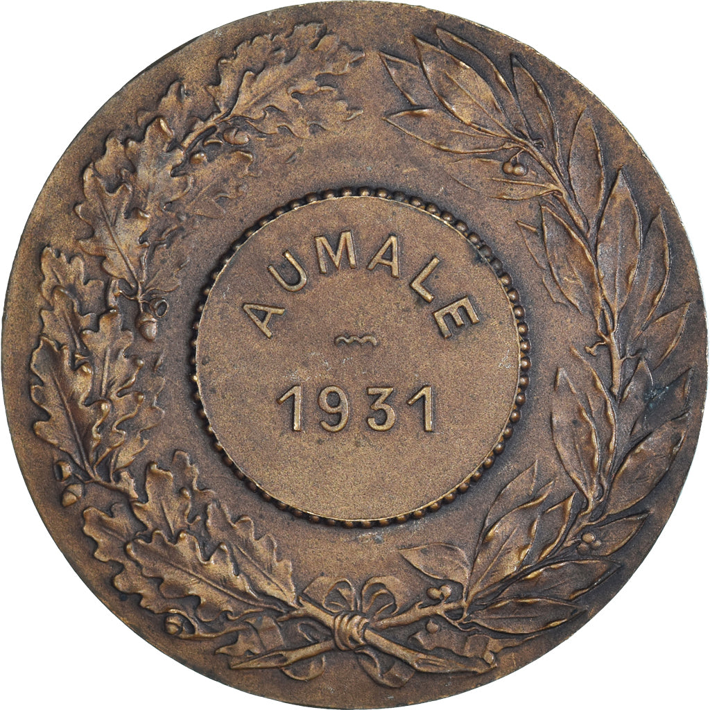 Francia, medalla, Ville de Aumale, Concours canin, 1931, V. Peter, MBC+, Bronce