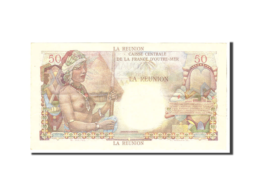 Réunion, 50 Francs, 1947, KM:44a, AU(50-53)