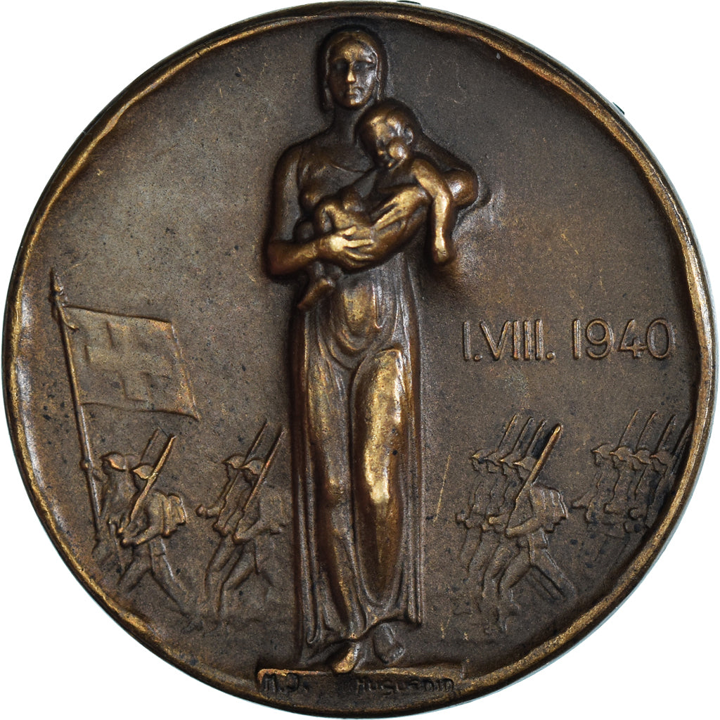Zwitserland, Medaille, WAR, I.VIII.1940, Huguenin, ZF+, Bronzen