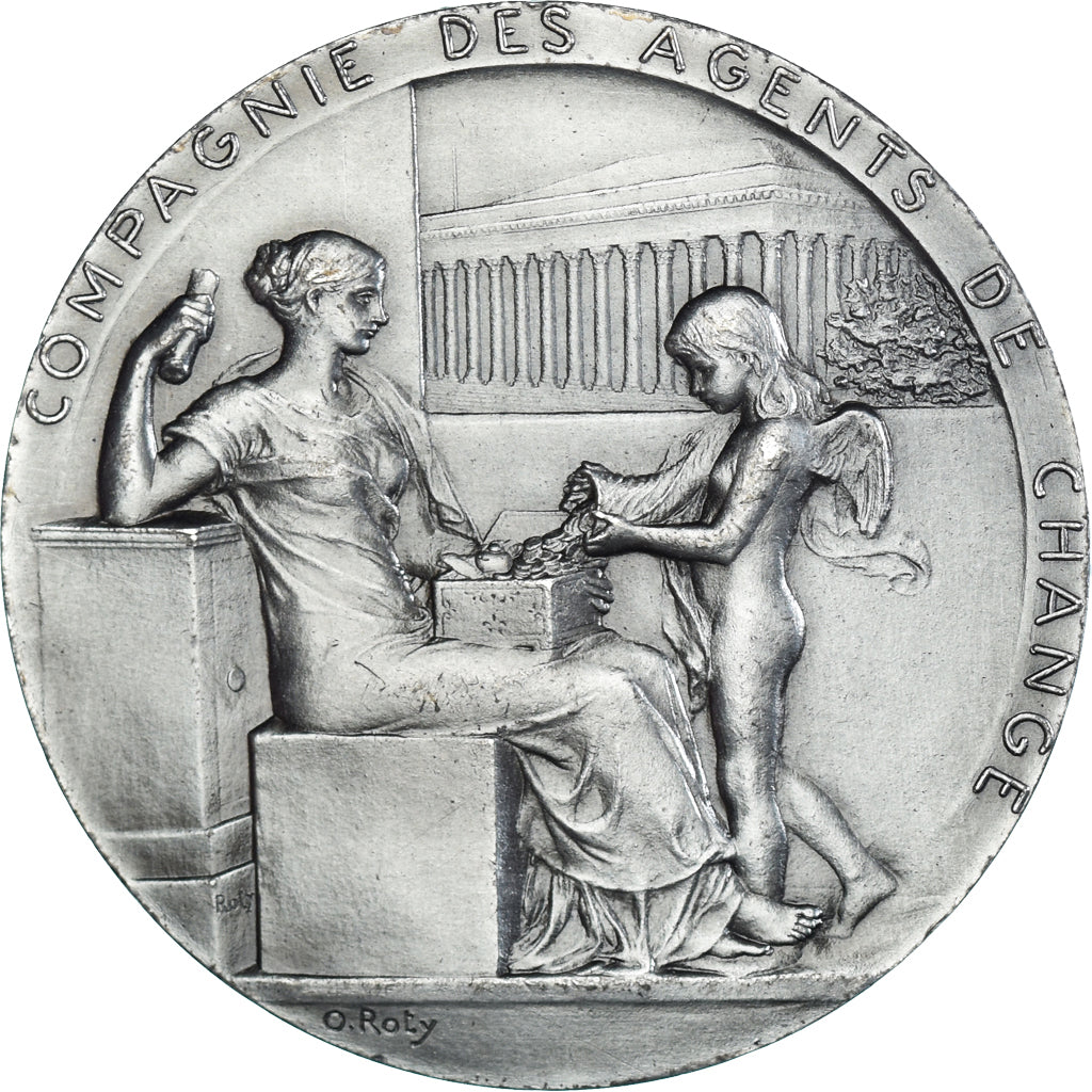 France, Medal, Banque, Agents de Change de Paris, 1898, O.Roty, MS(63), Silver