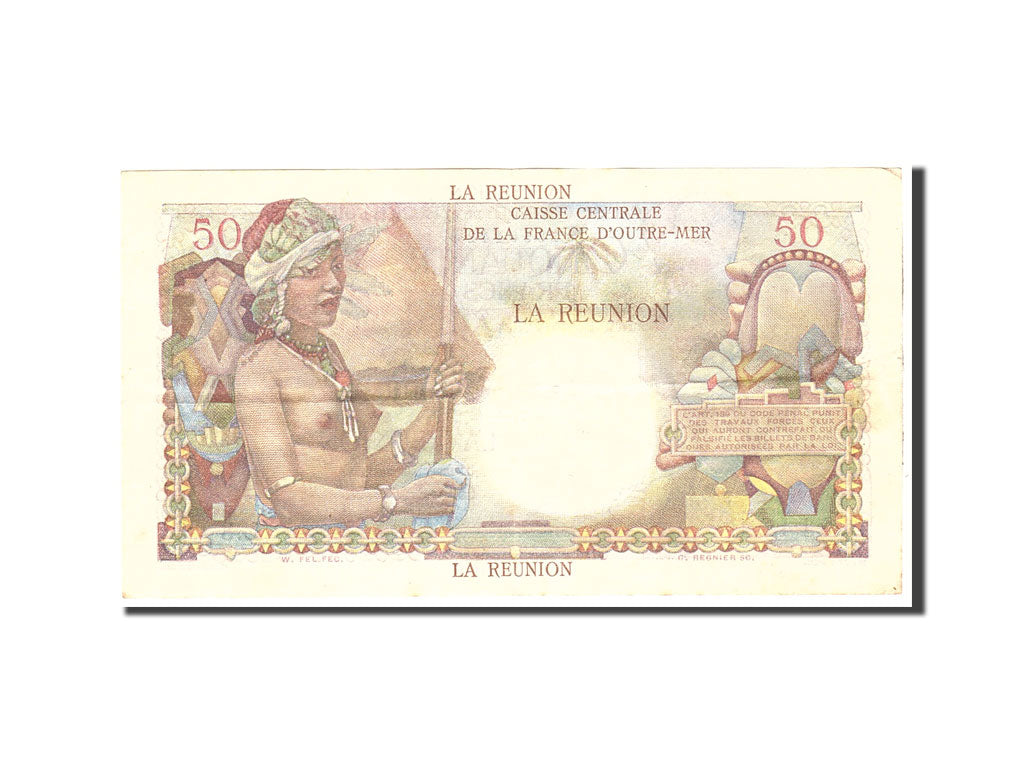 Réunion, 50 Francs, 1947, Undated, KM:44a, EF(40-45)