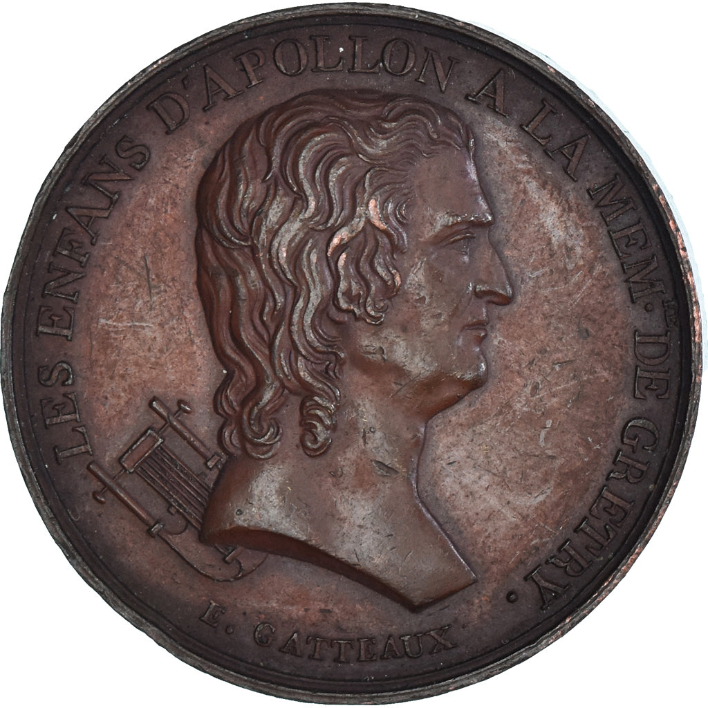 France, Jeton, Hommage des Enfants d'Apollon à Grétry, Musique, 1814