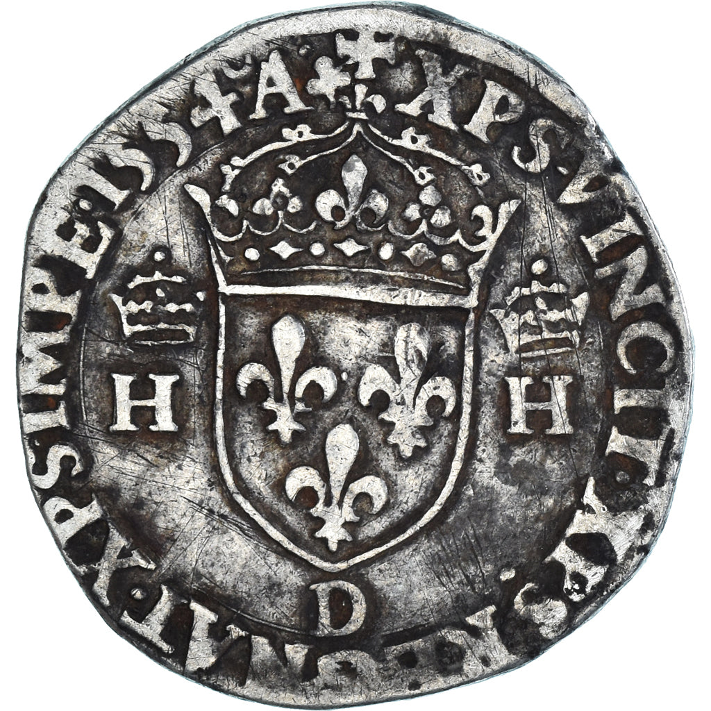 Monnaie, France, Henri II, Teston, 1554, Lyon, 1st Type, TB, Argent