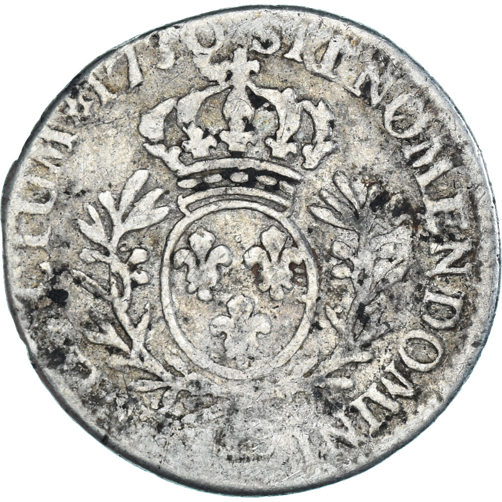 Munten, Frankrijk, Louis XV, 1/5 Écu aux branches d'olivier, 24 Sols, 1/5 ECU