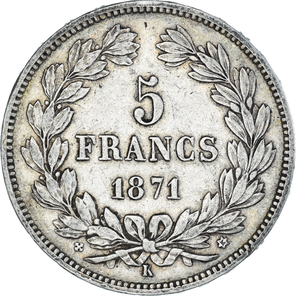 Monnaie, France, Cérès, 5 Francs, 1871, Bordeaux, TTB, Argent, Gadoury:742
